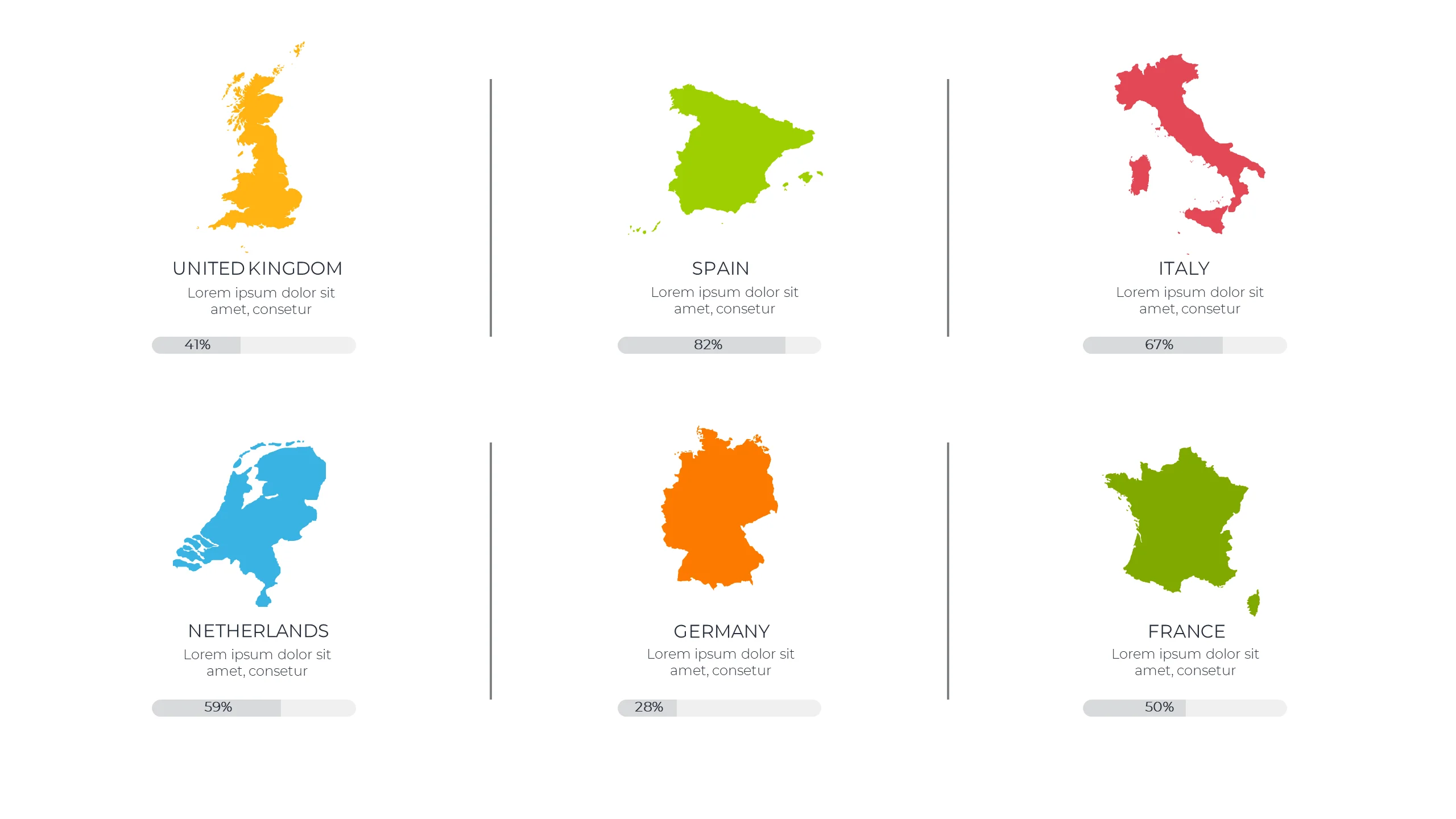6 Country Infographic PPT template