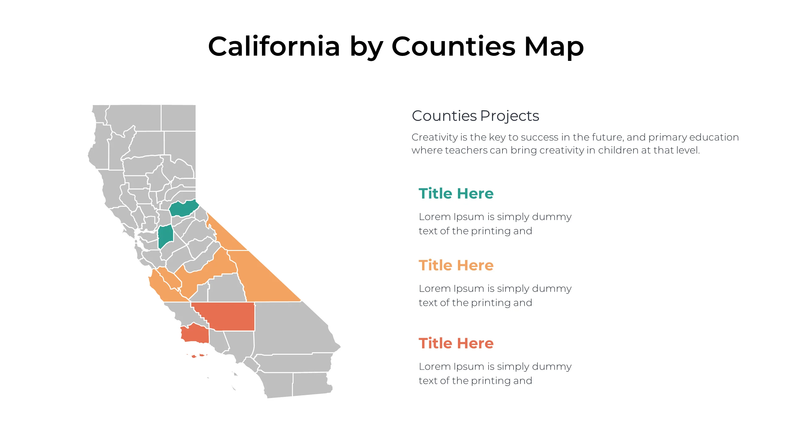 Editable California Counties Map PPT Template