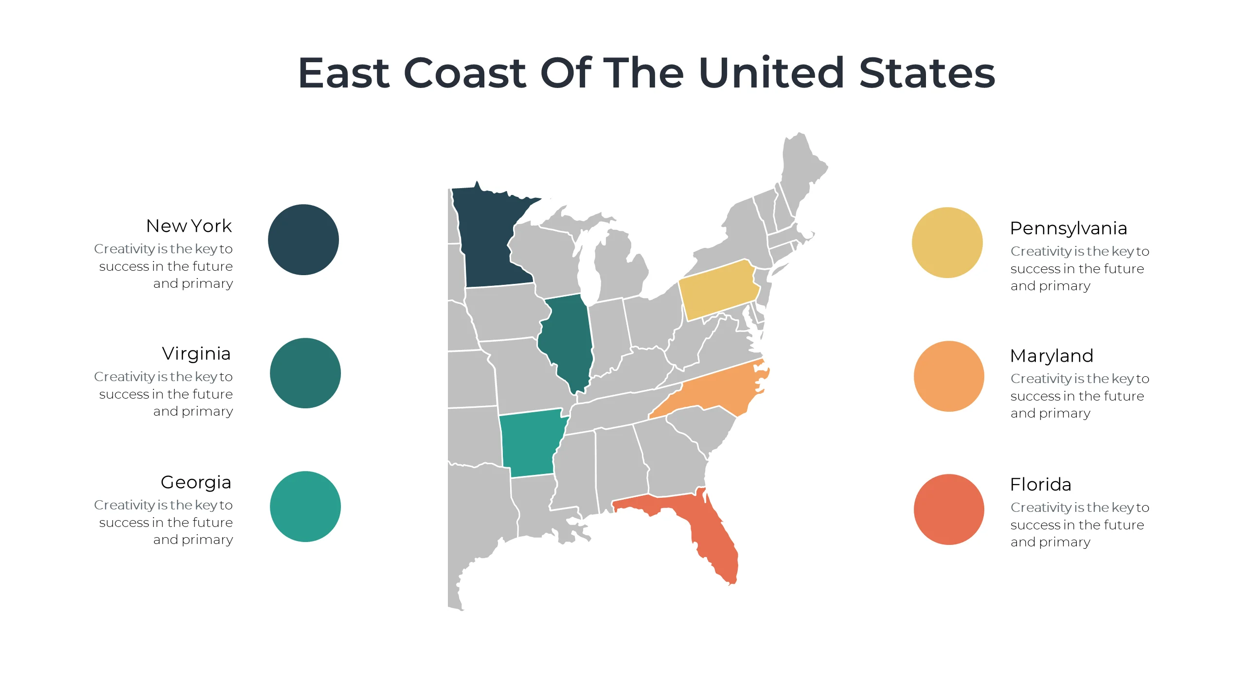 Editable East Coast of United States Map