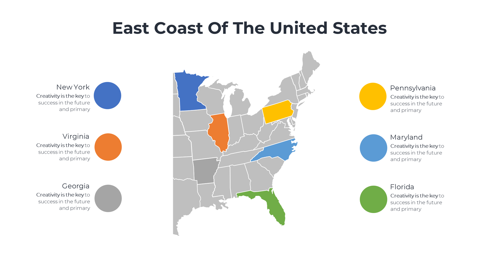 Editable East Coast of United States