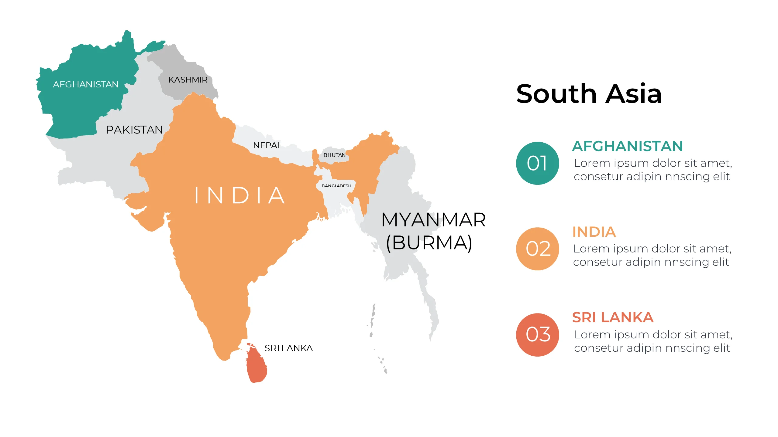 Editable South Asia Map