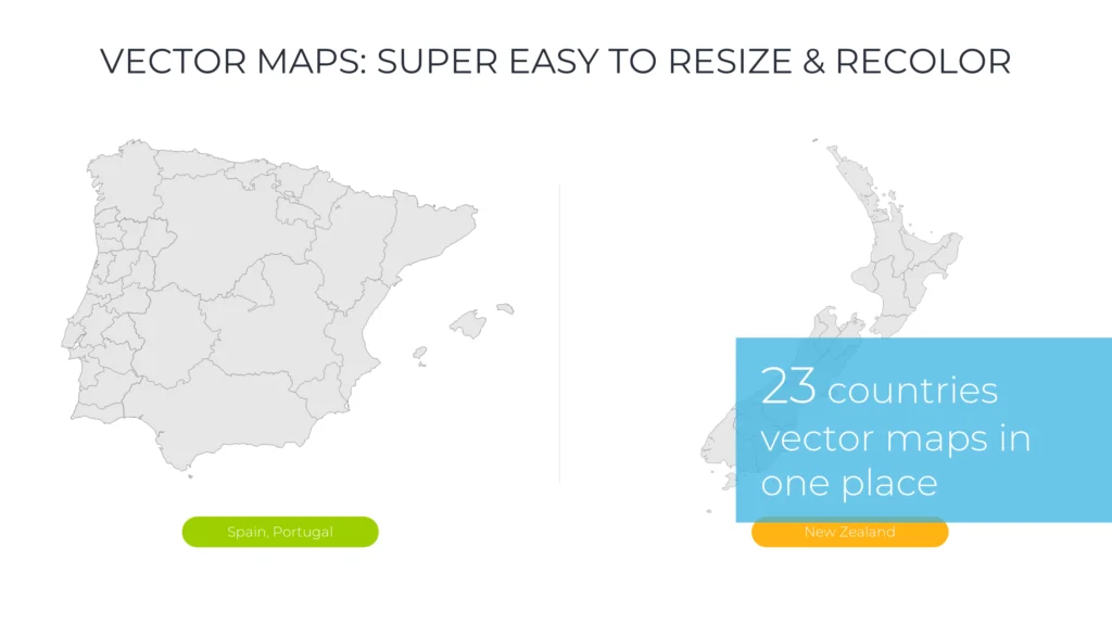 Spain, Portugal and New Zealand Map