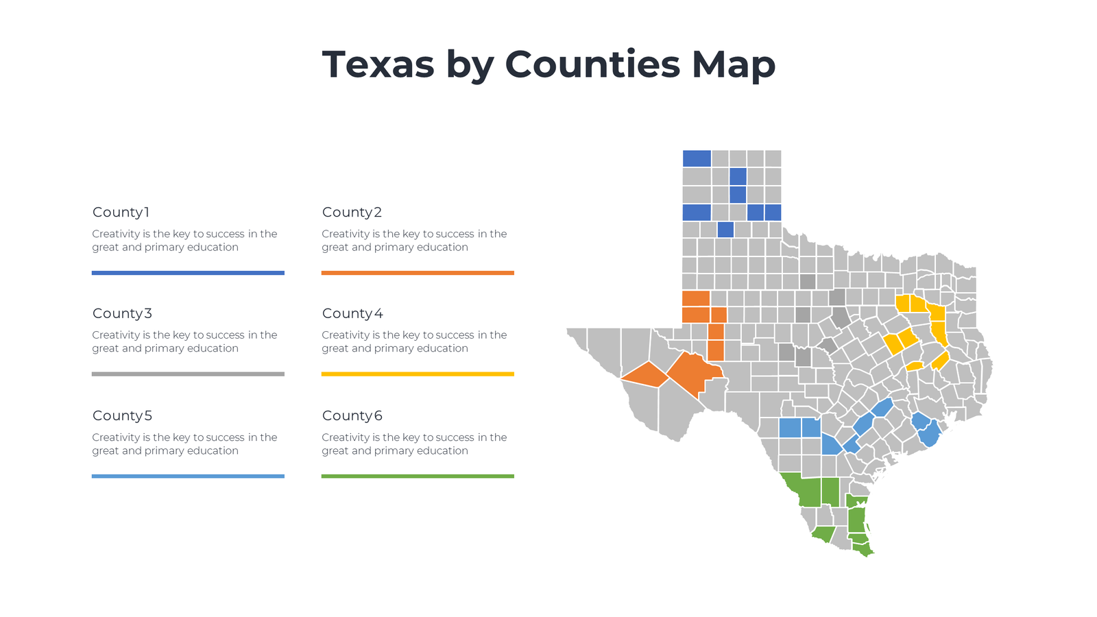 Texas by Counties Map
