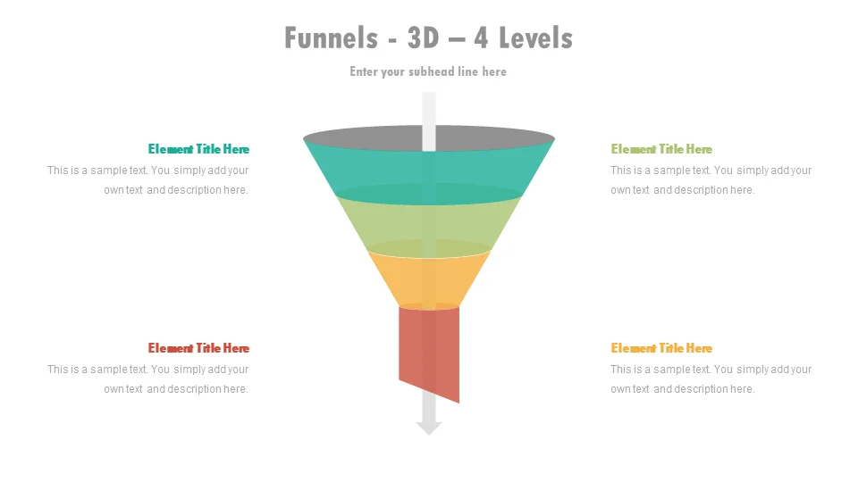 3D 4 Levels Funnel PowerPoint Presentation