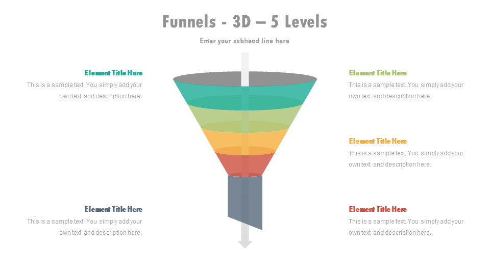 3D 5 Levels Funnel PowerPoint Template