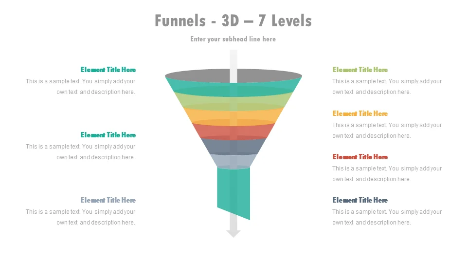 3D 7 Levels Funnel PPT Template