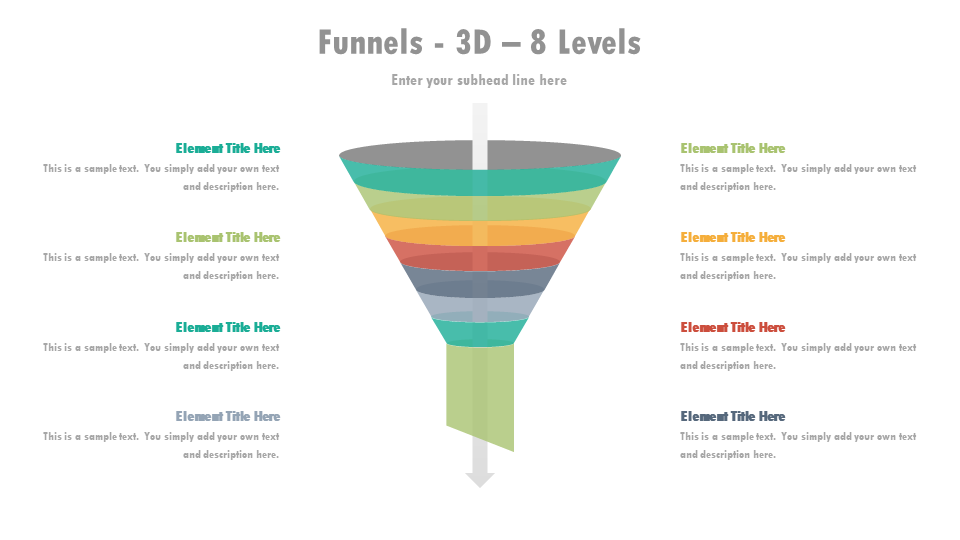 3D 8 Levels Funnel PPT Template