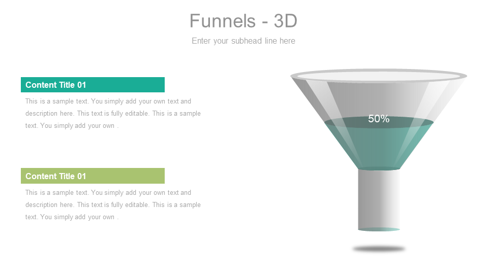 3D Design Funnel PPT Slide