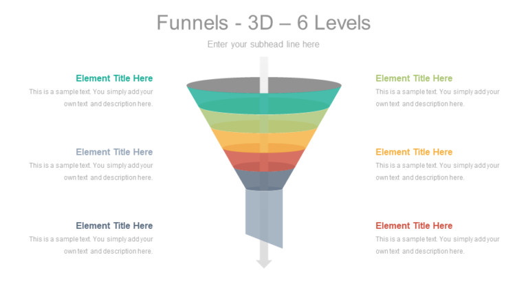 Editable 3D Infographic 5 Levels Funnel Powerpoint Template