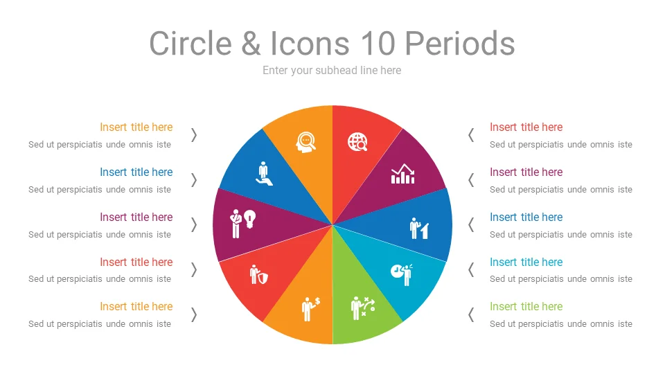 Download Editable Circle 10 Periods Cycle PPT Slide Template