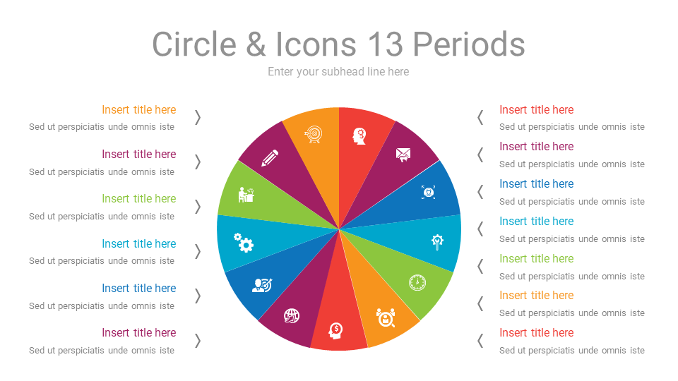 Download Editable Circle 13 Periods Cycle PPT Slide Design