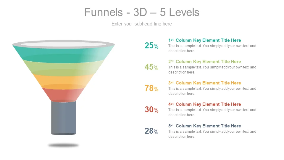 Elegant 3D 5 Levels PPT Template