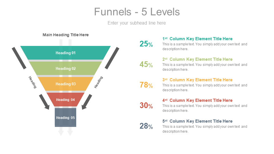 Simple 5 Levels Funnel For PPT