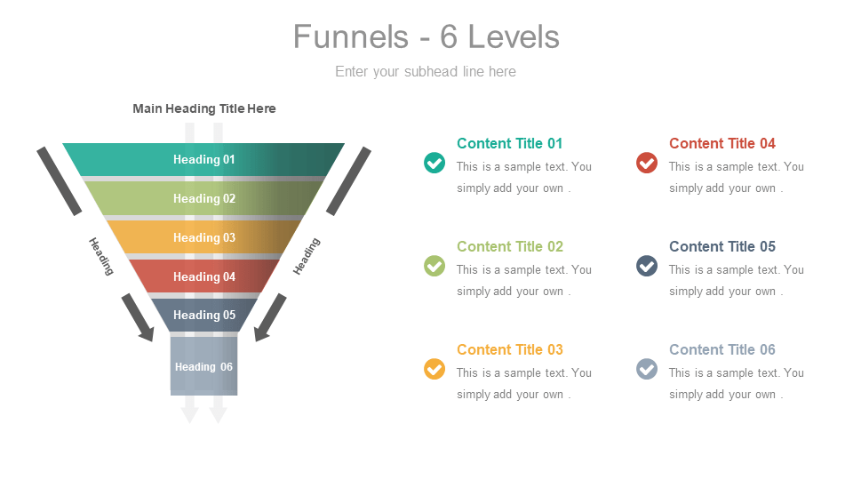 Simple 6 Levels Funnel PPT Template