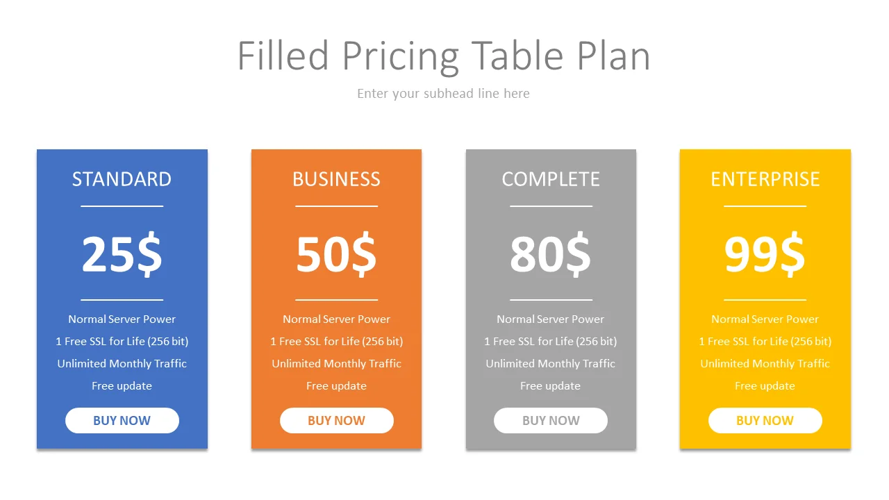 Filled Pricing Slide