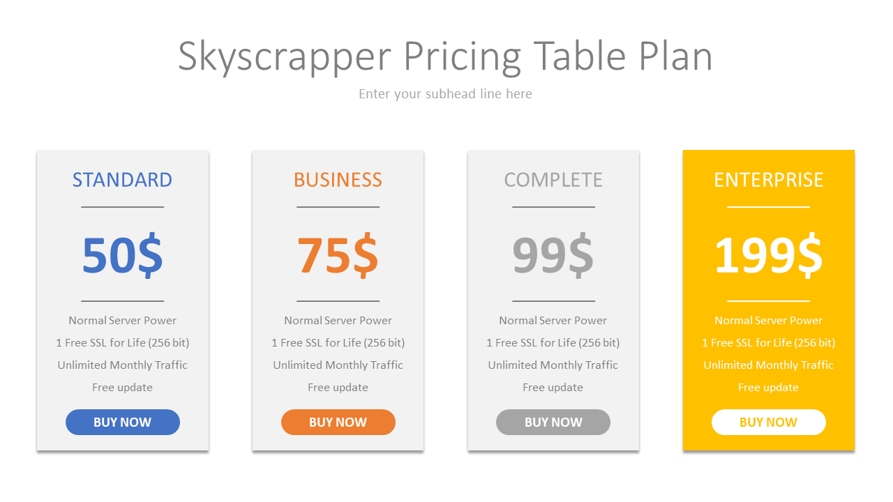 Skyscrapper Pricing Table
