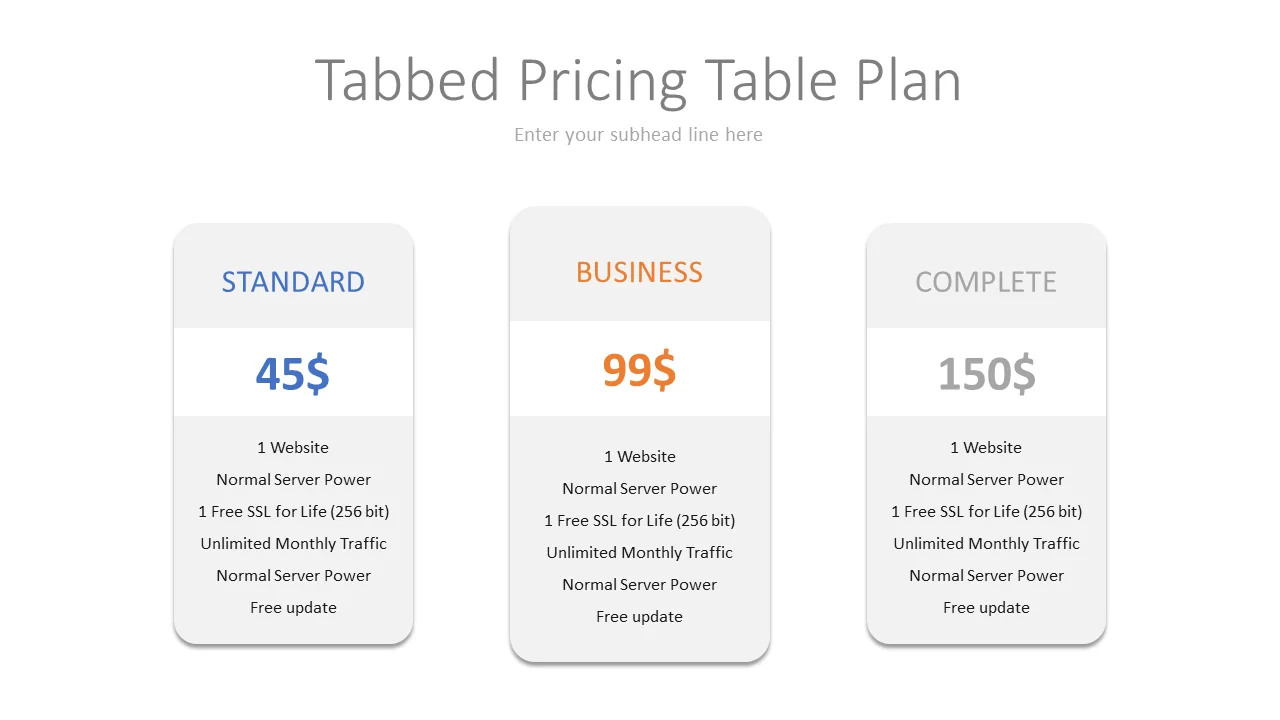 Tabbed Pricing Table